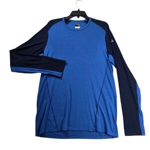 Icebreaker Merino GT Men Long Sleeve Shirt Blue Activewear‎ Baselayer Large